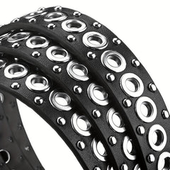 Punk Style Rivet Belt Hollow Air Eye Belt for Men and Women