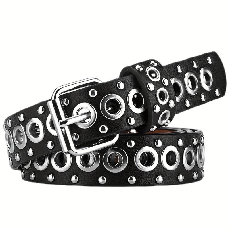 Punk Style Rivet Belt Hollow Air Eye Belt for Men and Women