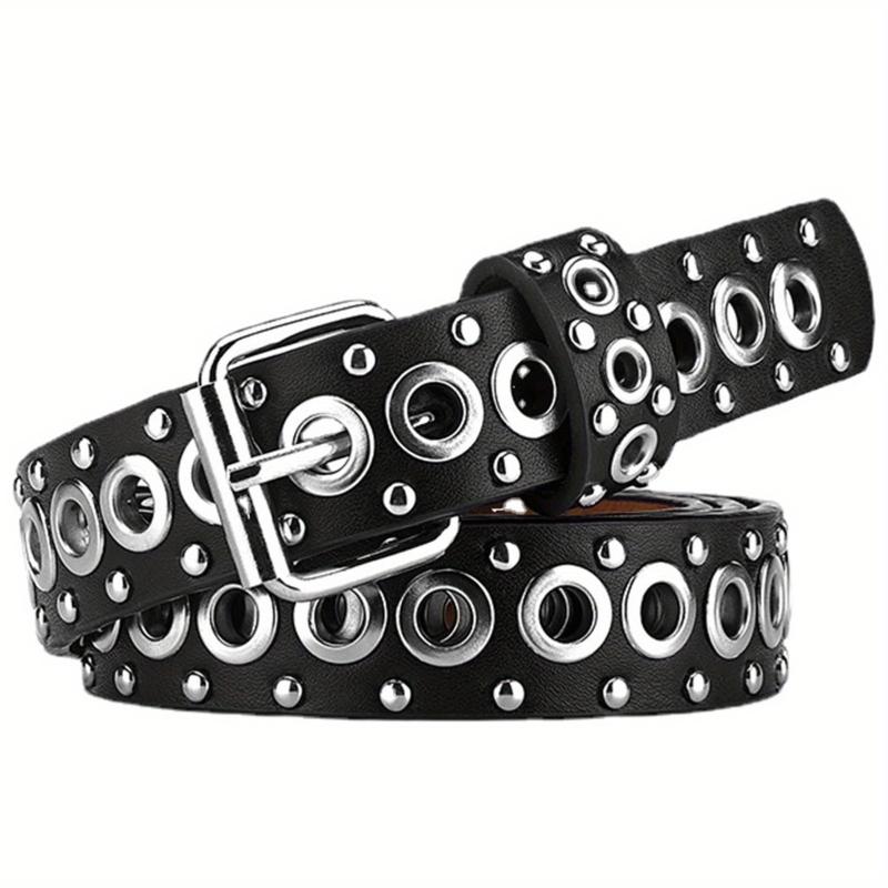 Punk Style Rivet Belt Hollow Air Eye Belt for Men and Women