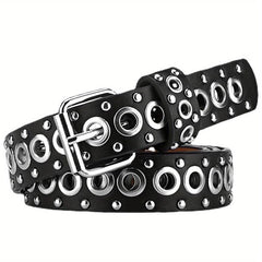 Punk Style Rivet Belt Hollow Air Eye Belt for Men and Women