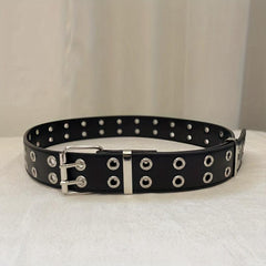 Unisex Double Needle Full Hole Hip Hop Rock Belt