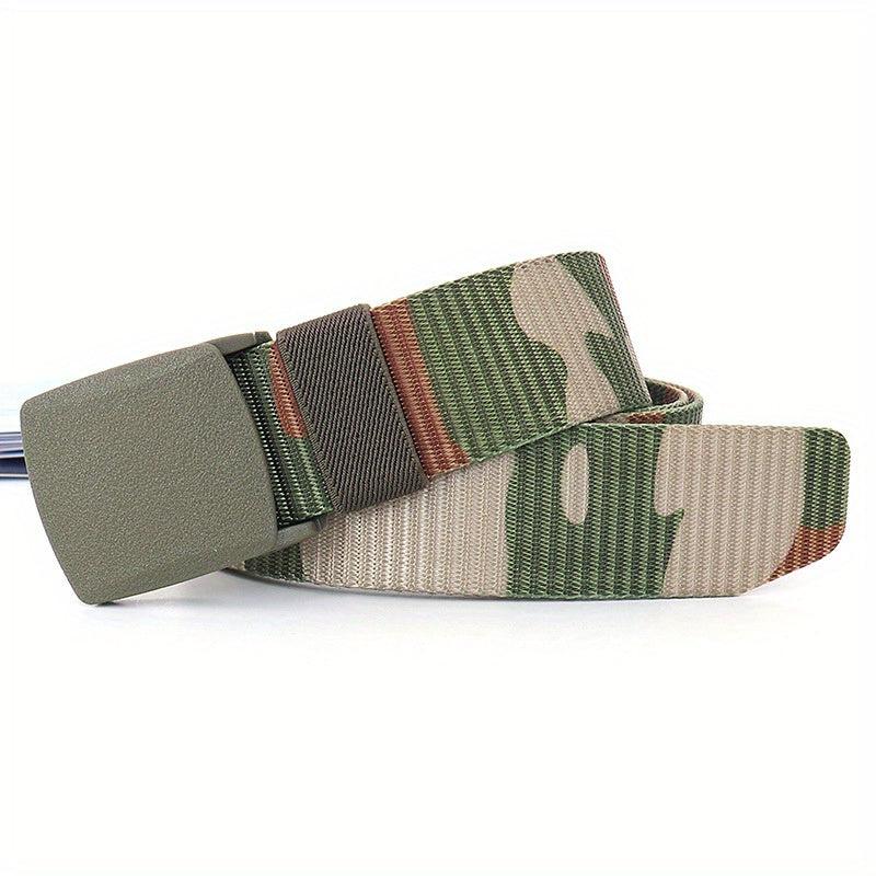Men's Camouflage Tactical Belt with Automatic Buckle for Outdoor Sports