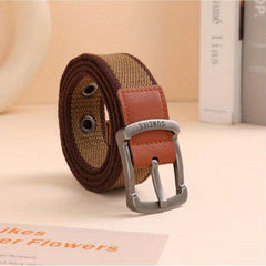 Men's Canvas Belt Pin Buckle Waistband Outdoor Casual Jeans Belt
