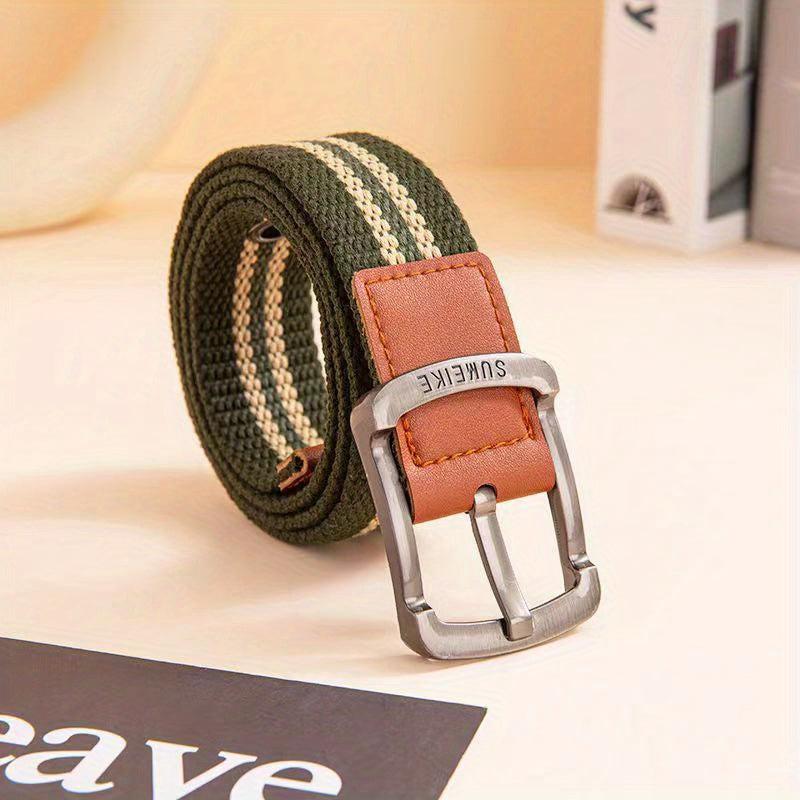 Men's Canvas Belt Pin Buckle Waistband Outdoor Casual Jeans Belt