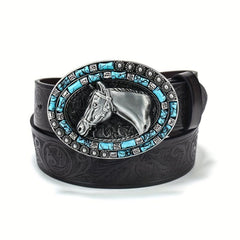 Vintage Punk Horse Head Engraved Belt Cowboy Jeans Waist Strap