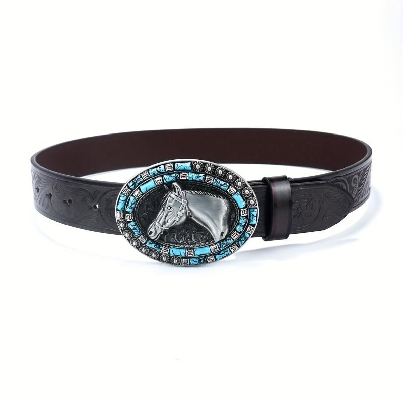 Vintage Punk Horse Head Engraved Belt Cowboy Jeans Waist Strap