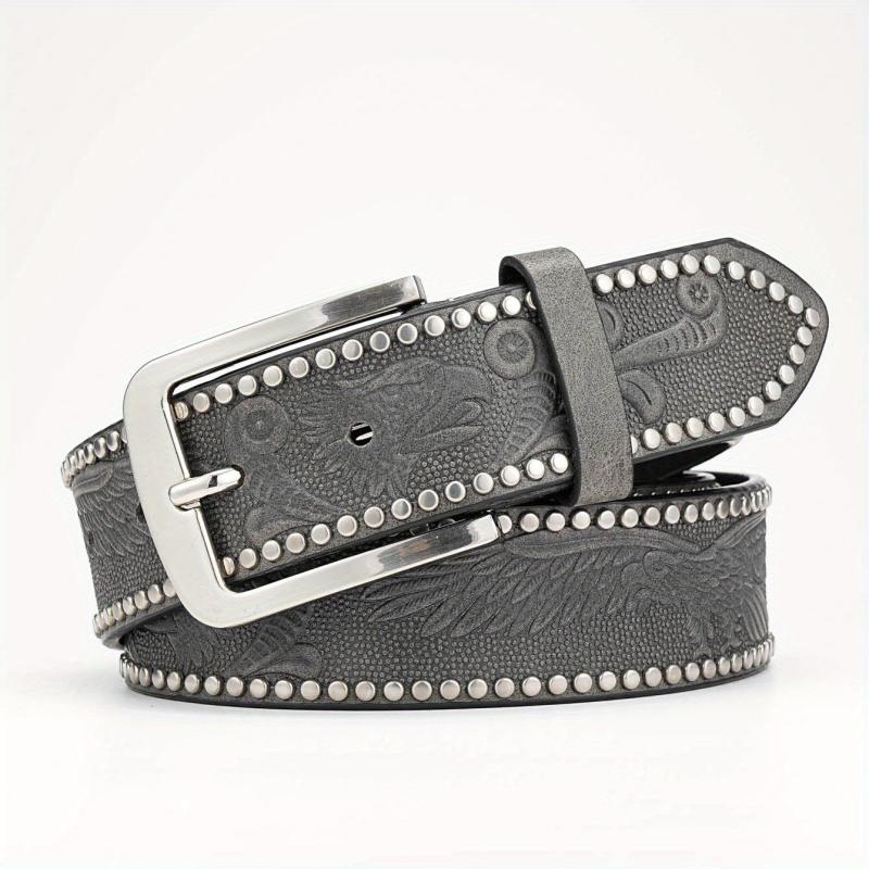Alloy Pin Buckle PU Striped Belt for Men