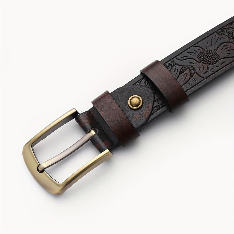Embossed Leather Belt Vintage Casual Belt For Men