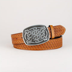 Men's Retro Pattern Buckle Belt PU Leather Decorative Accessories