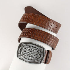 Men's Retro Pattern Buckle Belt PU Leather Decorative Accessories
