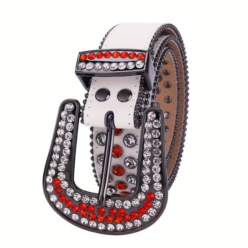 Men's Rhinestone Crystal Leather Change Belt