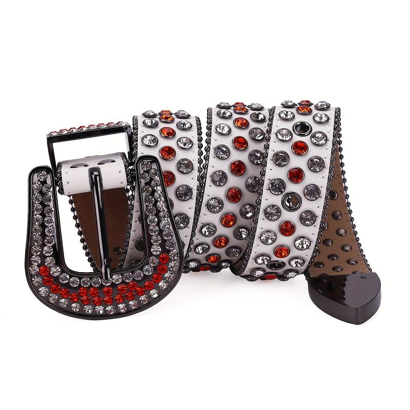 Men's Rhinestone Crystal Leather Change Belt