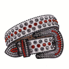 Men's Rhinestone Crystal Leather Change Belt