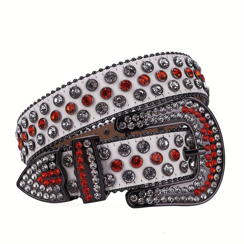 Men's Rhinestone Crystal Leather Change Belt