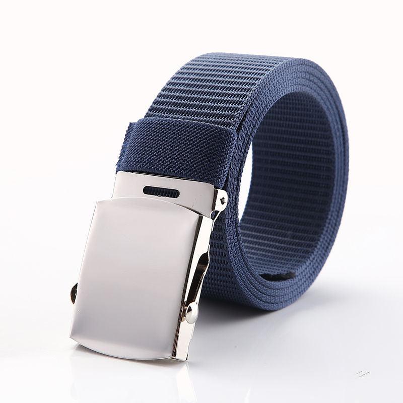 Men's Canvas Belt with Automatic Buckle and 5 Card Slots