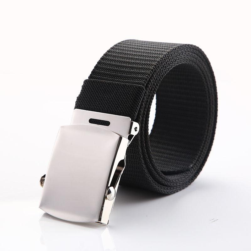 Men's Canvas Belt with Automatic Buckle and 5 Card Slots