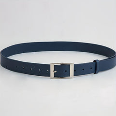 Men's Navy Casual Leather Belt with Pin Buckle