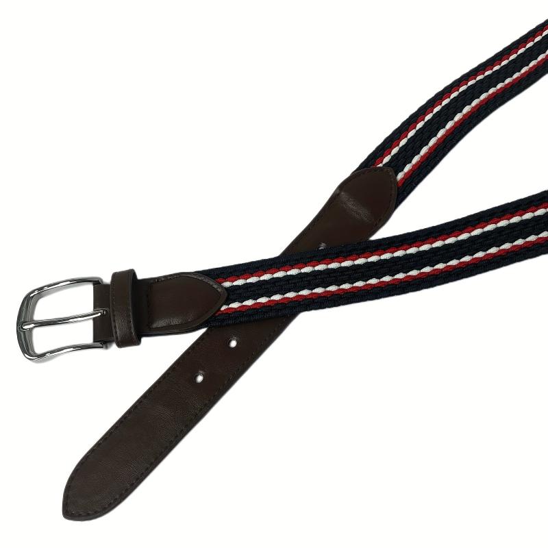 Men's Braid Stretch Belt Pin Buckle Casual Elastic Belt for Jeans