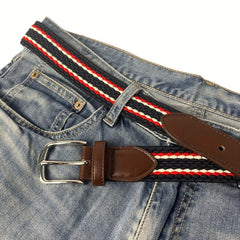 Men's Braid Stretch Belt Pin Buckle Casual Elastic Belt for Jeans