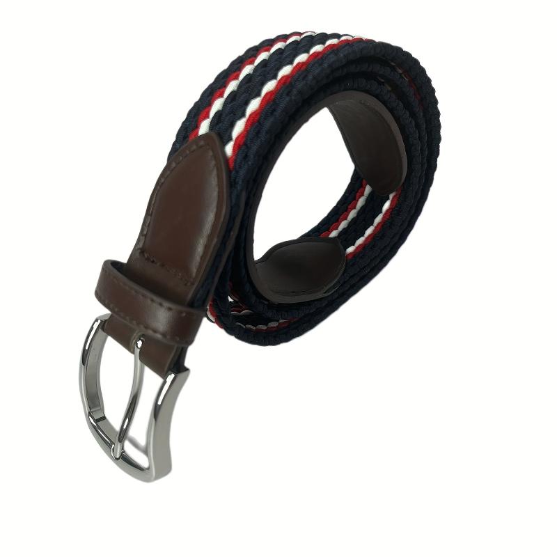 Men's Braid Stretch Belt Pin Buckle Casual Elastic Belt for Jeans