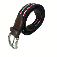 Men's Braid Stretch Belt Pin Buckle Casual Elastic Belt for Jeans
