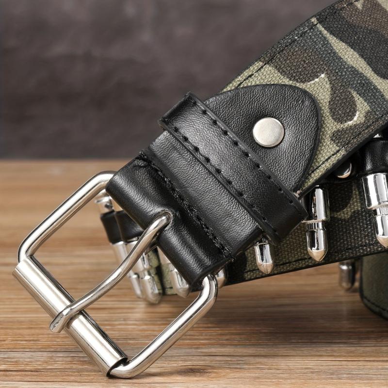 Men's Camo Belt with Bullet Head Decoration