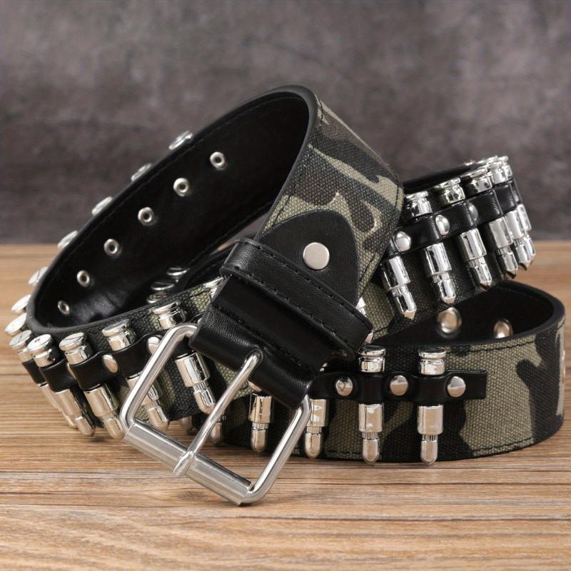 Men's Camo Belt with Bullet Head Decoration