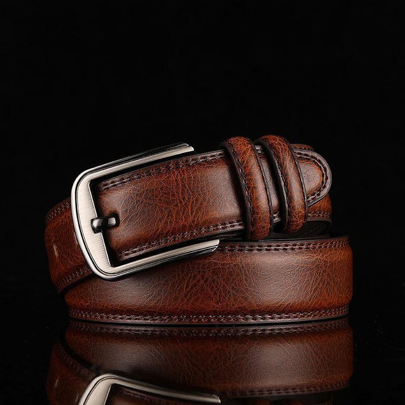 Alloy Pin Buckle Leather Belt for Men and Women