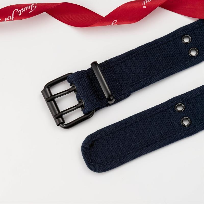 Casual Double Needle Buckle Double Exhaust Eye Covered Fabric Belt