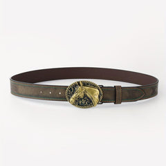 Men's Yellow Buckle Belt PU Leather