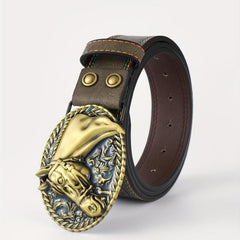 Men's Yellow Buckle Belt PU Leather