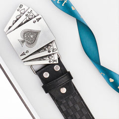 Men's PU Leather Floral Pattern Belt Gift For Father And Boyfriend