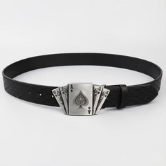 Men's PU Leather Floral Pattern Belt Gift For Father And Boyfriend