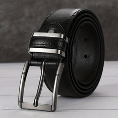 Men's Lizard Pattern Double Circle PU Leather Belt