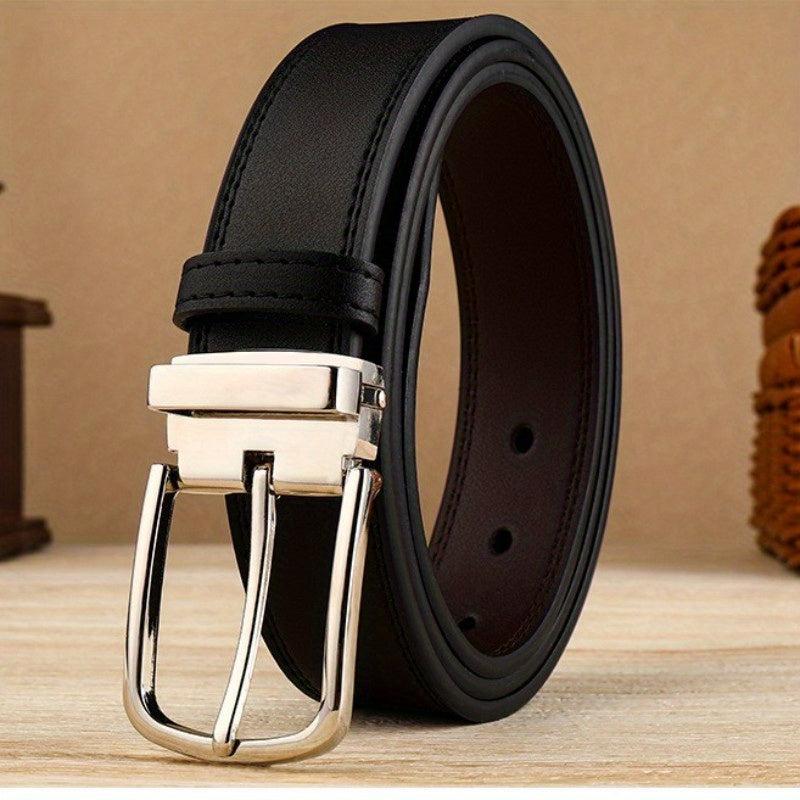 Two-sided Cowhide Men's Leather Belt Classic Alloy Buckle Business Jeans