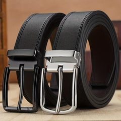 Two-sided Cowhide Men's Leather Belt Classic Alloy Buckle Business Jeans
