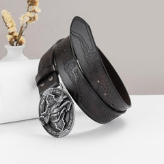 Vintage Western Cowboy Leather Belt with Embossed Design