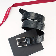 1pc Eng Letter Simulated Leather Men's Belt Casual Style