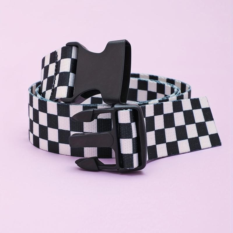 1pc Grid Insert Buckle Belt For Men