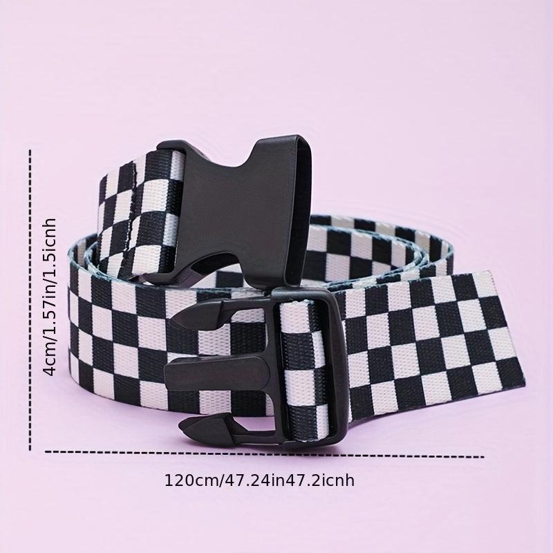 1pc Grid Insert Buckle Belt For Men