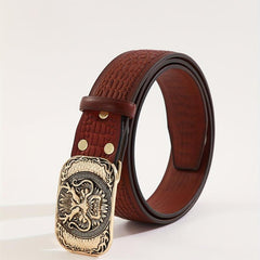 Men's Lion Pattern Buckle Belt Adjustable Belt