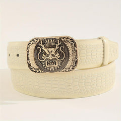 Men's Lion Pattern Buckle Belt Adjustable Belt