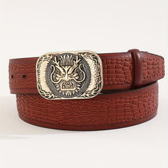 Men's Lion Pattern Buckle Belt Adjustable Belt
