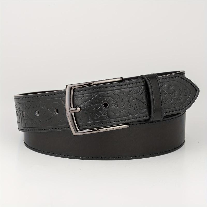 High End Embossed Sports Square Casual Belt PU Men's Leather Belt
