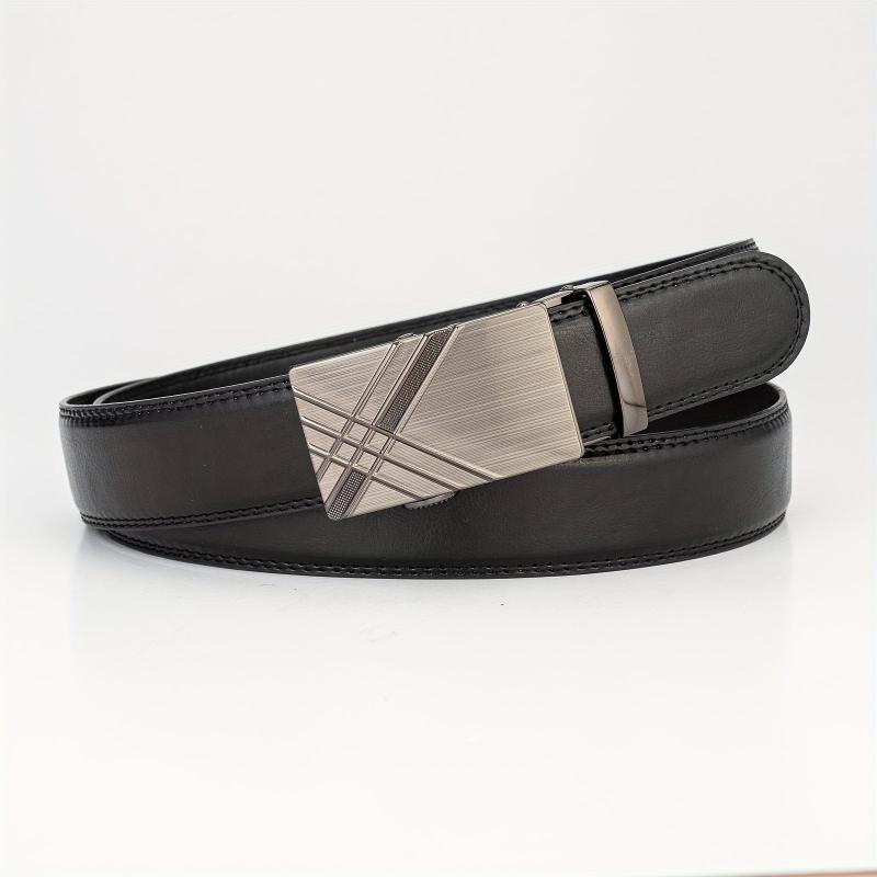 Silver Gray Glossy Auto Buckle Belt Casual Business Men's Belt