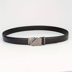 Silver Gray Glossy Auto Buckle Belt Casual Business Men's Belt
