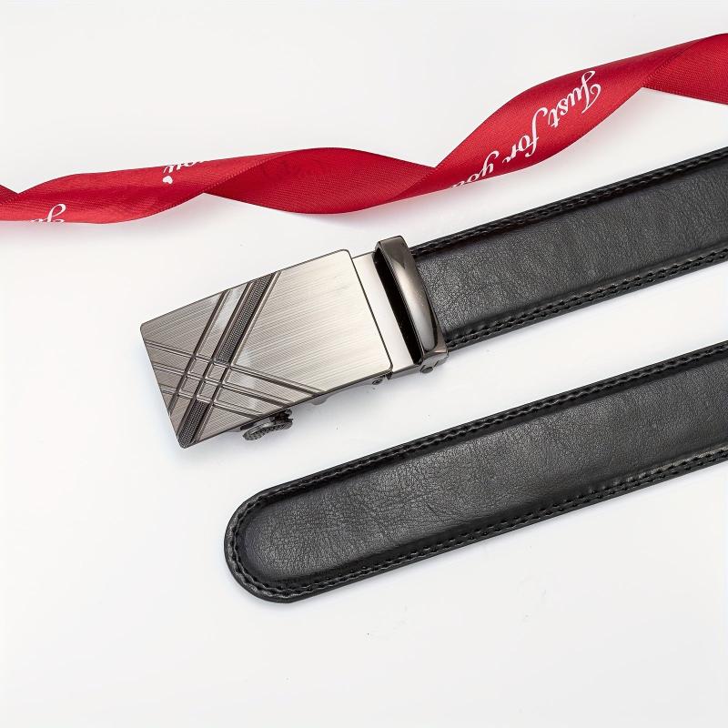 Silver Gray Glossy Auto Buckle Belt Casual Business Men's Belt