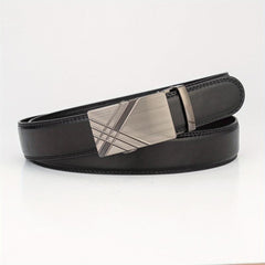 Silver Gray Glossy Auto Buckle Belt Casual Business Men's Belt
