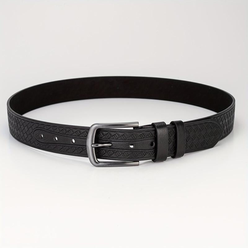 Geometric Embossed Square Buckle Belt Men's Casual Sports Belt