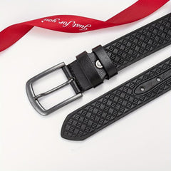 Geometric Embossed Square Buckle Belt Men's Casual Sports Belt